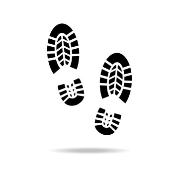 Trail of a sport shoes prints isolated on white background.Vector illustration