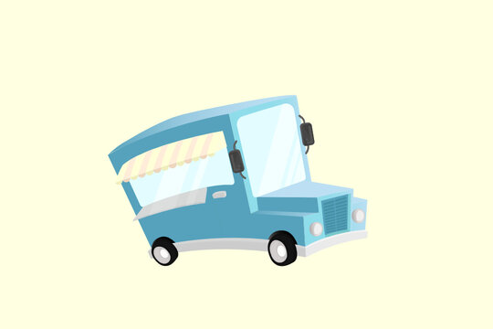 Food truck Vector illustration in lineart style.