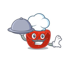 mascot design of meatloaf chef serving food on tray