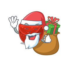 Cartoon design of meatloaf Santa having Christmas gift