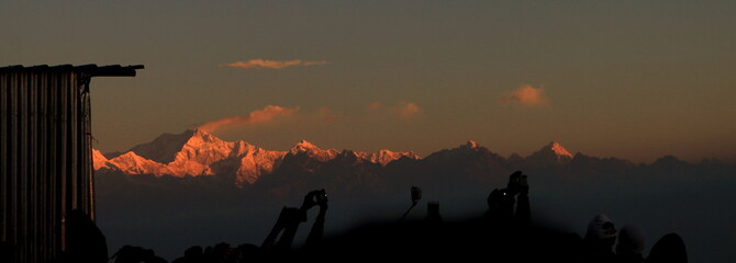 Kanchenjunga is the third highest mountain in the world. Himalayan Mountain range. Arial View from...