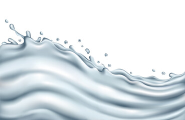 Clear water splash wave on a white background