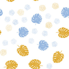 Light Multicolor vector seamless doodle background with flowers, leaves.
