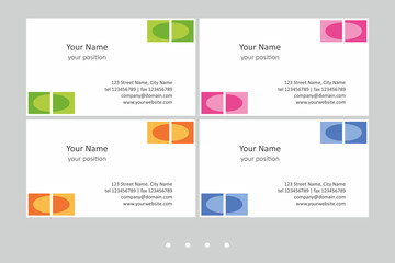 Set of simple multicolor business card templates.