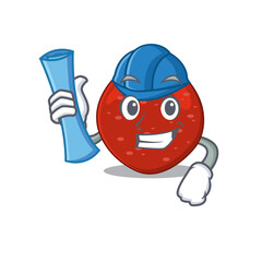 caricature picture of peperoni Architect with blue prints