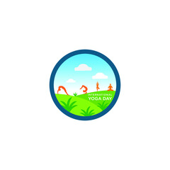 international yoga day vector icon templet.