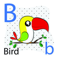 B-Bird. A-Z alphabet animal collection. learning and teaching materials. for the development of children. online learning.