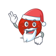 cartoon character of peperoni Santa having cute ok finger