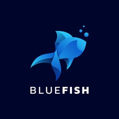 Vector Logo Illustration Bluefish Gradient Colorful Style.