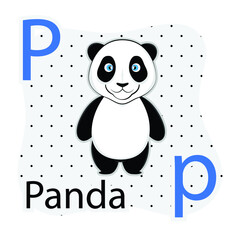 P-Panda. A-Z alphabet animal collection. learning and teaching materials. for the development of children. online learning.