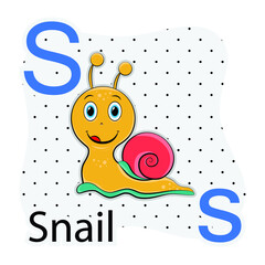 S-Snail. A-Z alphabet animal collection. learning and teaching materials. for the development of children. online learning.