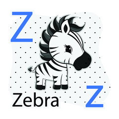 Z-Zebra. A-Z alphabet animal collection. learning and teaching materials. for the development of children. online learning.