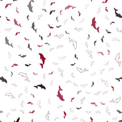 Dark Red vector seamless texture with dolphins.
