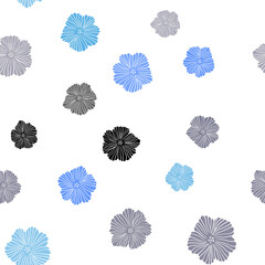 Dark BLUE vector seamless abstract design with flowers.