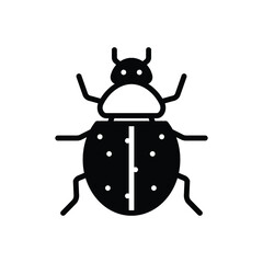 Black solid icon for ladybug