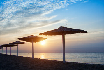 sunbeds and umbrella