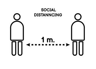 outline people maintain social distancing to prevent from covid 19 spreading and flu prevention. coronavirus, social isolation 