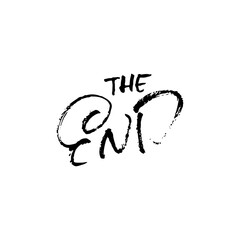 The end. Hand drawn dry brush lettering isolated on white background. Vector illustration