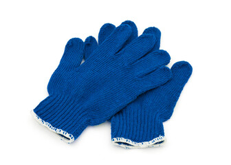 Blue work gloves isolated on white background with clipping path.