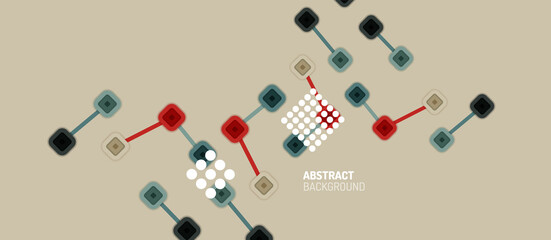 Abstract square dot connections, flat style multicolored geometric background for Wallpaper, Banner, Background, Card, Book Illustration, landing page or poster design