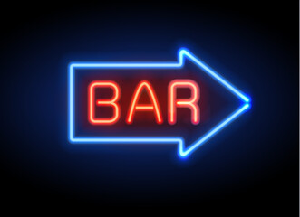 Neon glowing arrow pointer on dark background