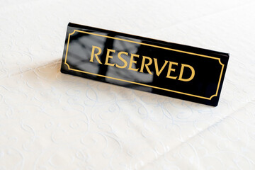 Reserved Table sign restaurant cafe tag outside terrace summer logo