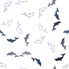 Dark BLUE vector seamless texture with dolphins.