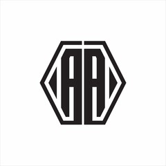 AA Logo monogram with hexagon line rounded design template on white background