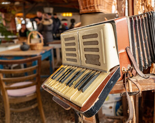 Old accordion in pub in Hungary
