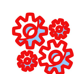 red gear wheels icon for web and app