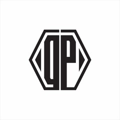 DP Logo monogram with hexagon line rounded design template on white background