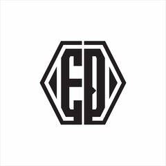 EQ Logo monogram with hexagon line rounded design template on white background