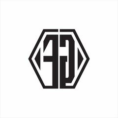 FG Logo monogram with hexagon line rounded design template on white background