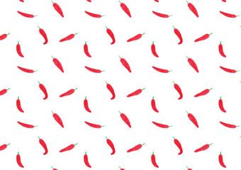 手描き　唐辛子のシームレスパターン背景イラスト