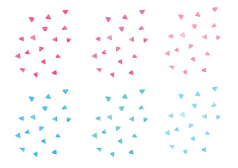 手描き色鉛筆　三角形の紙吹雪のイラストセット