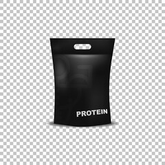 Protein pack sport nutrition, bodybuilding powder bottle vector isolated illustration