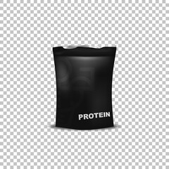 Protein pack sport nutrition, bodybuilding powder bottle vector isolated illustration