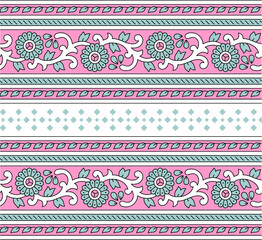 colorful vector kalamkari ornamental outline border design