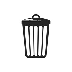 Trashcan garbage vector isolated dump illustration, junk container black simple flat isolated icon