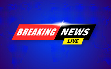 Fototapeta premium Breaking news vector background, tv channel emergency broadcasting headline backdrop