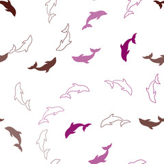Dark Blue, Red vector seamless pattern with sea dolphins.