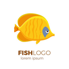 Cute fish vector illustration icons set. Tropical fish, sea fish, aquarium fish