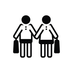 Black solid icon for couple