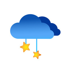 Blue cloud with hanging star on it