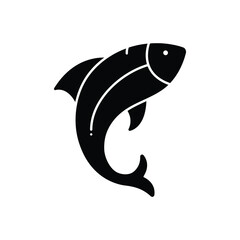 Black solid icon for fish