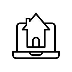 Work at home during an outbreak of the COVID-19 virus. Coronavirus quarantine preventive measures. line style icon. EPS 10