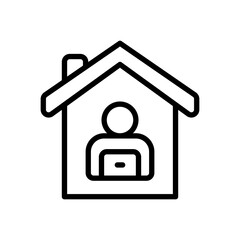 Work at home during an outbreak of the COVID-19 virus. Coronavirus quarantine preventive measures. person working on laptop in line style icon. EPS 10