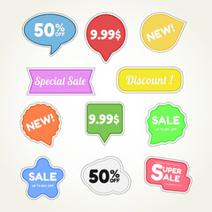 Collection of creative sale sticker. Price and discount banner template design.