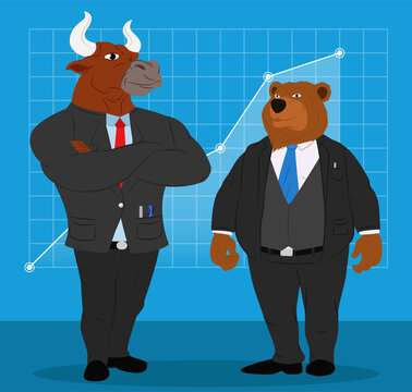 Bull and bear stock market investment-symbol of stock market exchange