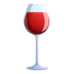 Red wine glass icon. Cartoon of red wine glass vector icon for web design isolated on white background